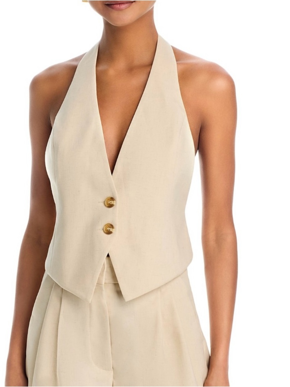 RONNY KOBO Cream Halter Vest Open Back🌸